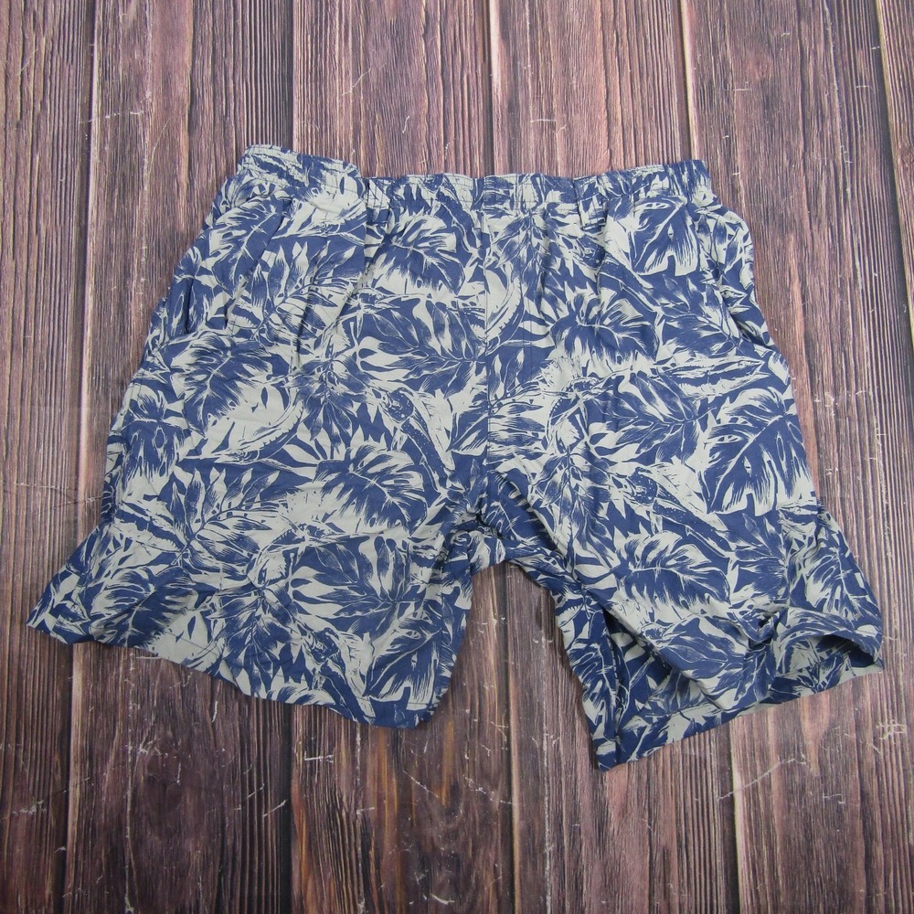 Columbia PFG Swim Shorts Mens Medium Blue Tropical Fish Print Mesh Lined
